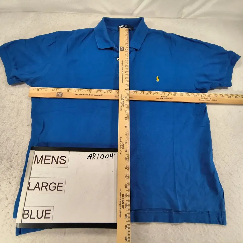 Polo by Ralph Lauren Short Sleeve Collared Polo Shirt Mens Size L Blue Yellow